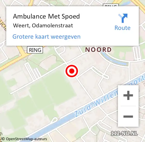 Locatie op kaart van de 112 melding: Ambulance Met Spoed Naar Weert, Odamolenstraat op 27 januari 2019 11:19