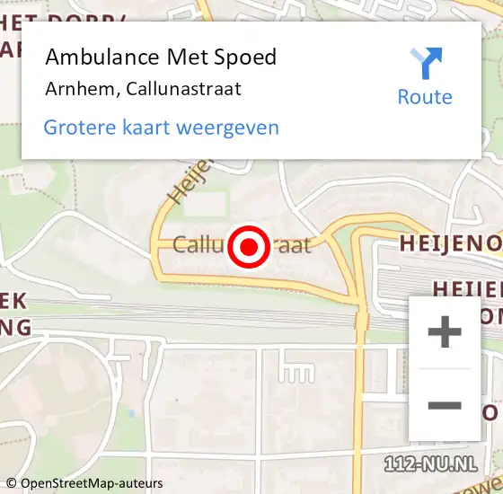 Locatie op kaart van de 112 melding: Ambulance Met Spoed Naar Arnhem, Callunastraat op 27 januari 2019 11:55