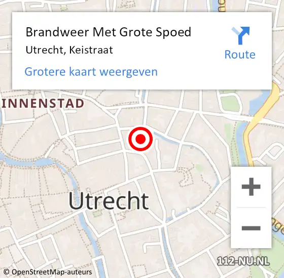 Locatie op kaart van de 112 melding: Brandweer Met Grote Spoed Naar Utrecht, Keistraat op 27 januari 2019 12:11