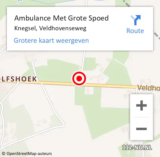 Locatie op kaart van de 112 melding: Ambulance Met Grote Spoed Naar Knegsel, Veldhovenseweg op 27 januari 2019 12:27