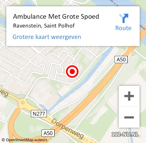 Locatie op kaart van de 112 melding: Ambulance Met Grote Spoed Naar Ravenstein, Saint Polhof op 27 januari 2019 12:27