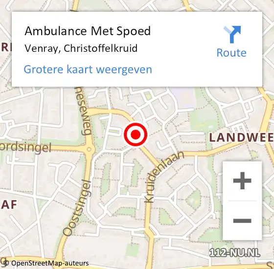 Locatie op kaart van de 112 melding: Ambulance Met Spoed Naar Venray, Christoffelkruid op 27 januari 2019 13:01