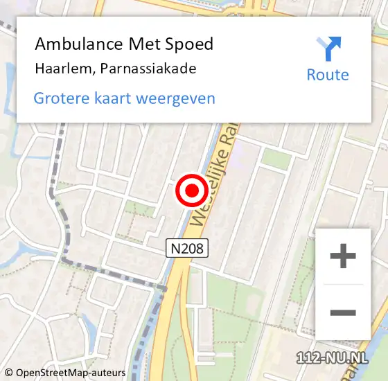 Locatie op kaart van de 112 melding: Ambulance Met Spoed Naar Haarlem, Parnassiakade op 27 januari 2019 13:09