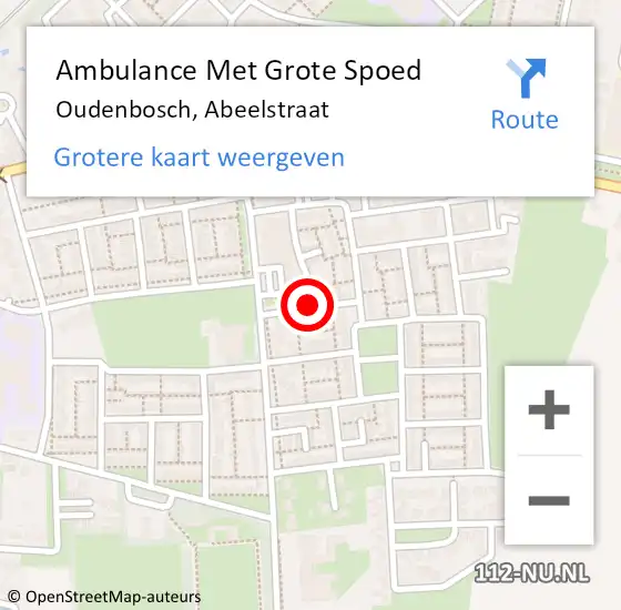 Locatie op kaart van de 112 melding: Ambulance Met Grote Spoed Naar Oudenbosch, Abeelstraat op 27 januari 2019 13:10