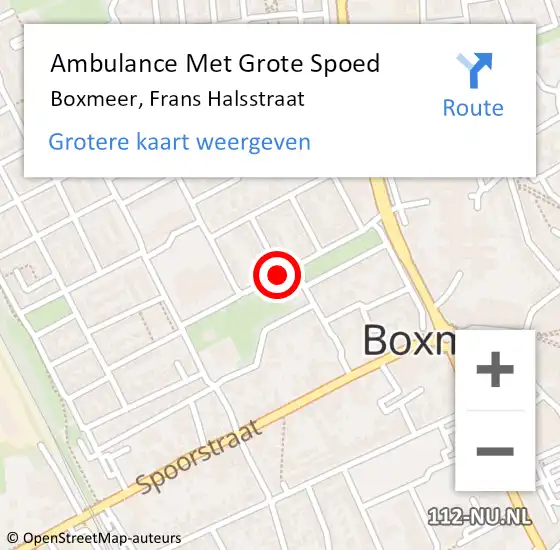 Locatie op kaart van de 112 melding: Ambulance Met Grote Spoed Naar Boxmeer, Frans Halsstraat op 27 januari 2019 14:05