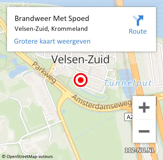 Locatie op kaart van de 112 melding: Brandweer Met Spoed Naar Velsen-Zuid, Krommeland op 27 januari 2019 14:37