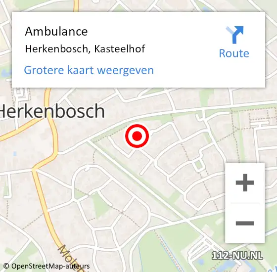 Locatie op kaart van de 112 melding: Ambulance Herkenbosch, Kasteelhof op 27 januari 2019 14:55