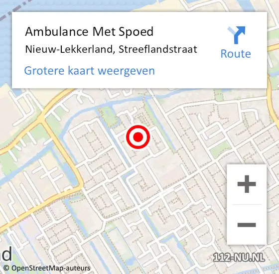 Locatie op kaart van de 112 melding: Ambulance Met Spoed Naar Nieuw-Lekkerland, Streeflandstraat op 27 januari 2019 19:04