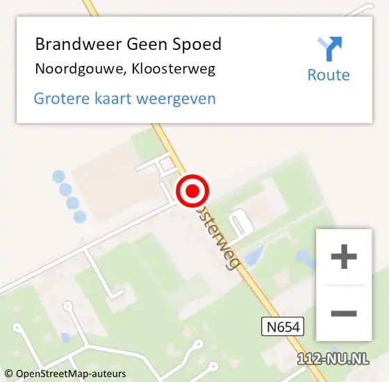 Locatie op kaart van de 112 melding: Brandweer Geen Spoed Naar Noordgouwe, Kloosterweg op 27 januari 2019 19:06
