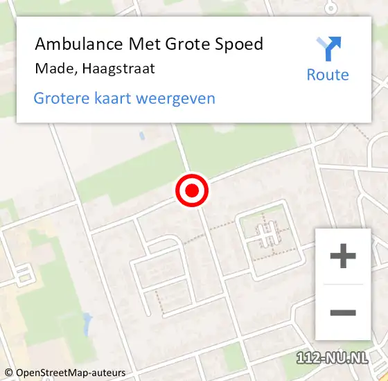 Locatie op kaart van de 112 melding: Ambulance Met Grote Spoed Naar Made, Haagstraat op 27 januari 2019 20:12