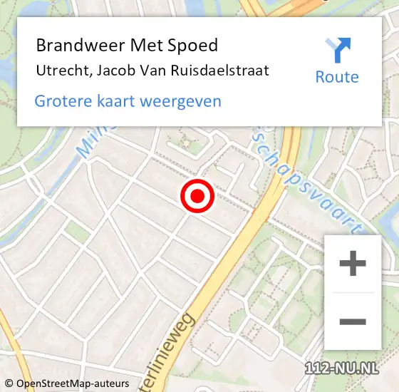 Locatie op kaart van de 112 melding: Brandweer Met Spoed Naar Utrecht, Jacob Van Ruisdaelstraat op 27 januari 2019 20:38