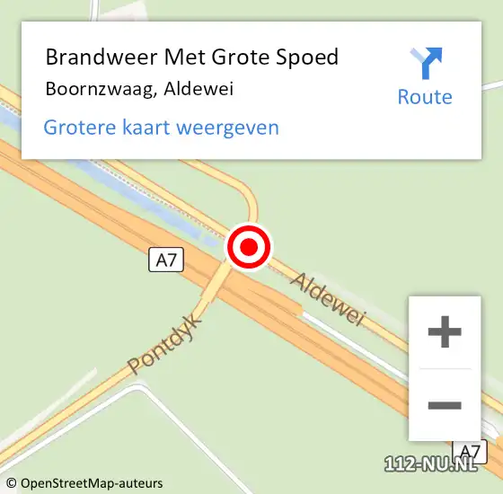 Locatie op kaart van de 112 melding: Brandweer Met Grote Spoed Naar Boornzwaag, Aldewei op 21 maart 2014 17:40