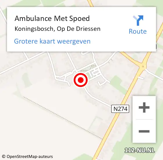 Locatie op kaart van de 112 melding: Ambulance Met Spoed Naar Koningsbosch, Op de Driessen op 28 januari 2019 00:01