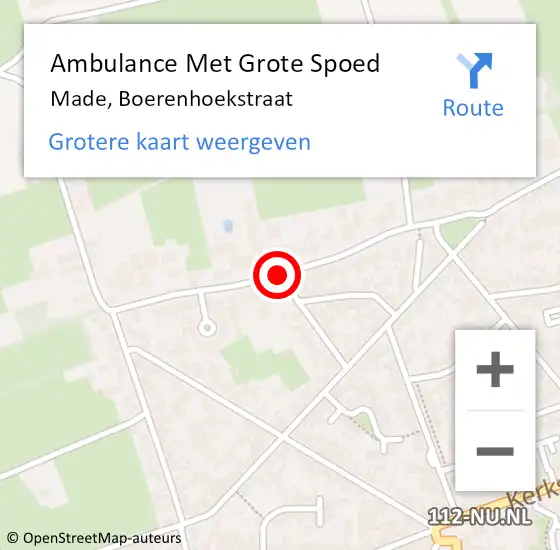 Locatie op kaart van de 112 melding: Ambulance Met Grote Spoed Naar Made, Boerenhoekstraat op 28 januari 2019 00:28