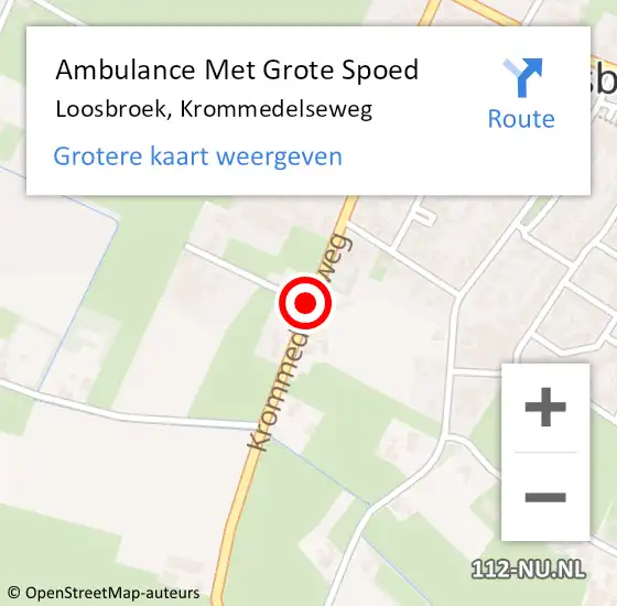 Locatie op kaart van de 112 melding: Ambulance Met Grote Spoed Naar Loosbroek, Krommedelseweg op 28 januari 2019 02:25