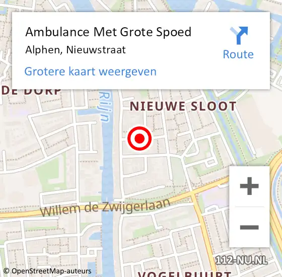 Locatie op kaart van de 112 melding: Ambulance Met Grote Spoed Naar Alphen, Nieuwstraat op 28 januari 2019 03:07