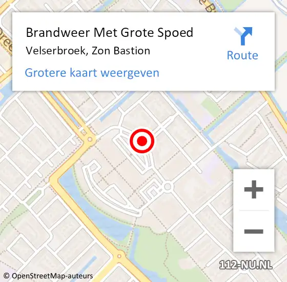 Locatie op kaart van de 112 melding: Brandweer Met Grote Spoed Naar Velserbroek, Zon Bastion op 28 januari 2019 03:56