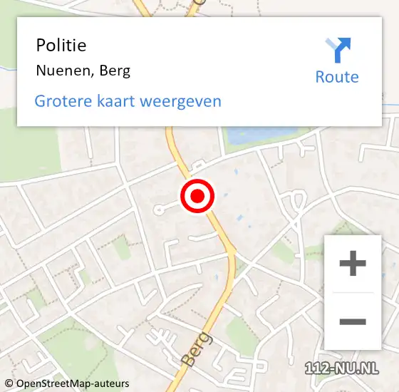 Locatie op kaart van de 112 melding: Politie Nuenen, Berg op 28 januari 2019 04:03