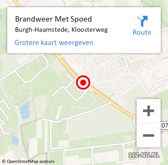 Locatie op kaart van de 112 melding: Brandweer Met Spoed Naar Burgh-Haamstede, Kloosterweg op 28 januari 2019 04:14