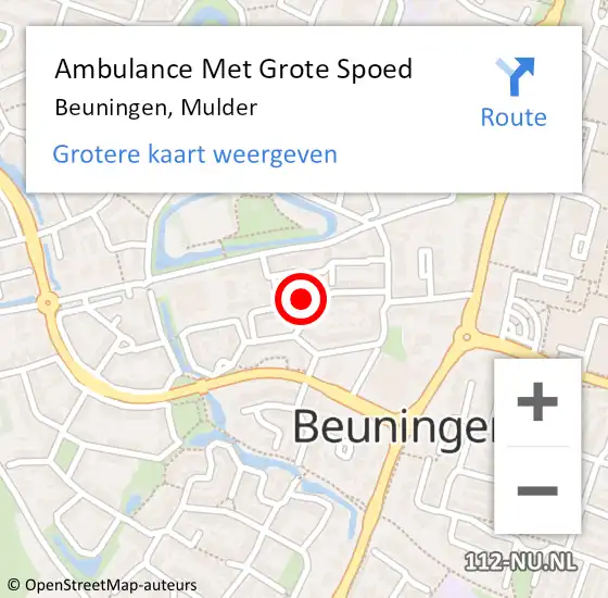 Locatie op kaart van de 112 melding: Ambulance Met Grote Spoed Naar Beuningen, Mulder op 28 januari 2019 05:14