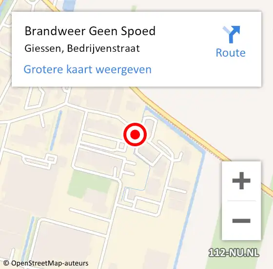 Locatie op kaart van de 112 melding: Brandweer Geen Spoed Naar Giessen, Bedrijvenstraat op 28 januari 2019 08:04