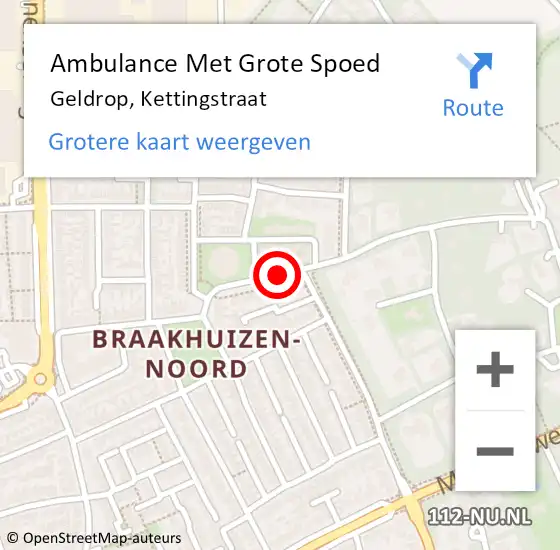 Locatie op kaart van de 112 melding: Ambulance Met Grote Spoed Naar Geldrop, Kettingstraat op 28 januari 2019 08:17