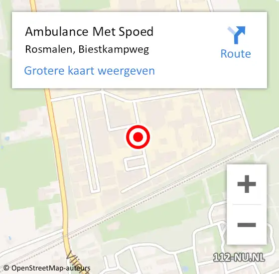 Locatie op kaart van de 112 melding: Ambulance Met Spoed Naar Rosmalen, Biestkampweg op 28 januari 2019 08:22