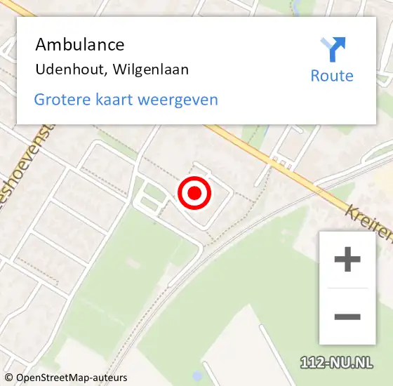 Locatie op kaart van de 112 melding: Ambulance Udenhout, Wilgenlaan op 28 januari 2019 10:33