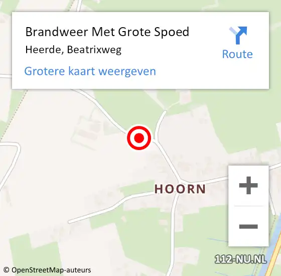 Locatie op kaart van de 112 melding: Brandweer Met Grote Spoed Naar Heerde, Beatrixweg op 28 januari 2019 10:39