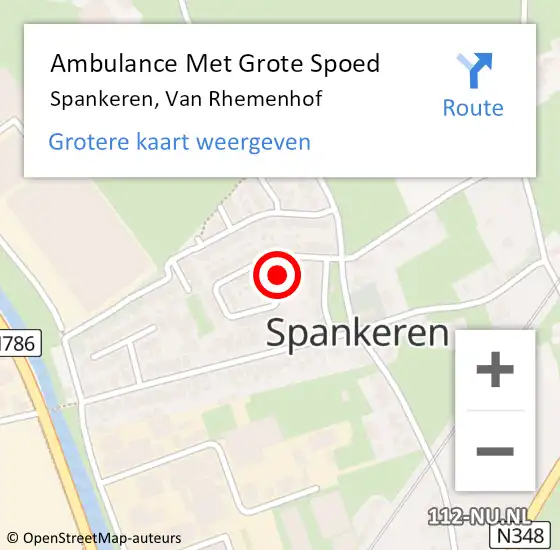 Locatie op kaart van de 112 melding: Ambulance Met Grote Spoed Naar Spankeren, Van Rhemenhof op 28 januari 2019 10:42