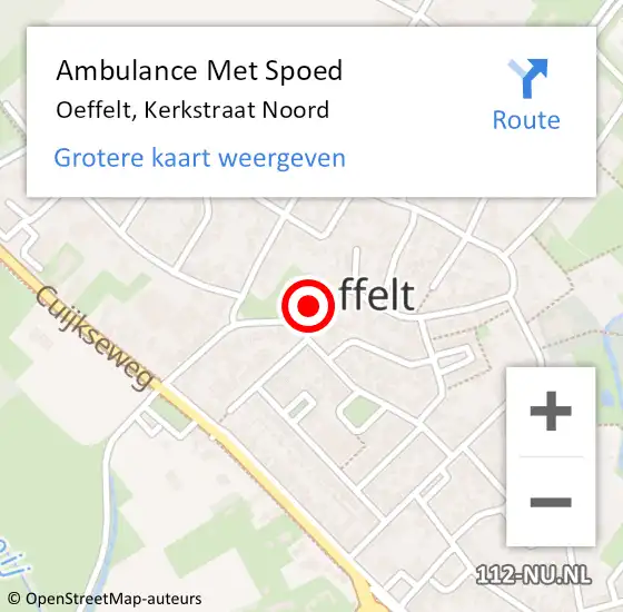 Locatie op kaart van de 112 melding: Ambulance Met Spoed Naar Oeffelt, Kerkstraat Noord op 28 januari 2019 10:56