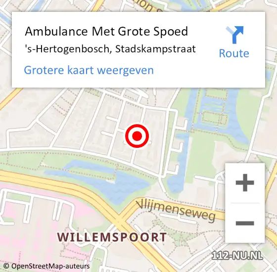 Locatie op kaart van de 112 melding: Ambulance Met Grote Spoed Naar 's-Hertogenbosch, Stadskampstraat op 28 januari 2019 11:38