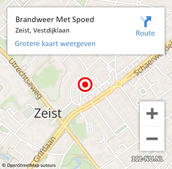 Locatie op kaart van de 112 melding: Brandweer Met Spoed Naar Zeist, Vestdijklaan op 28 januari 2019 13:32