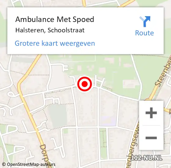 Locatie op kaart van de 112 melding: Ambulance Met Spoed Naar Halsteren, Schoolstraat op 28 januari 2019 13:34