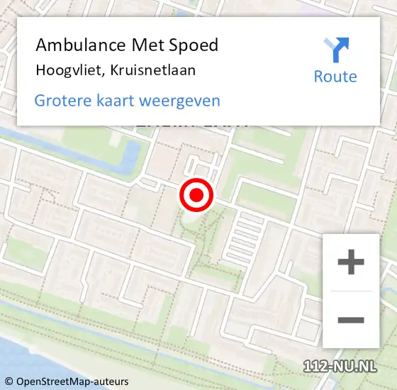 Locatie op kaart van de 112 melding: Ambulance Met Spoed Naar Hoogvliet, Kruisnetlaan op 28 januari 2019 13:53
