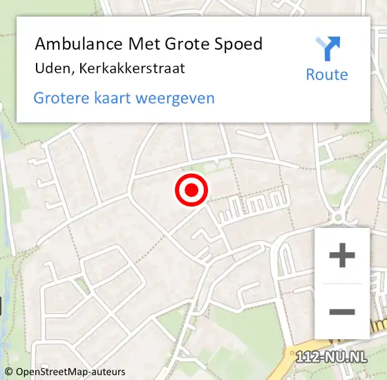 Locatie op kaart van de 112 melding: Ambulance Met Grote Spoed Naar Uden, Kerkakkerstraat op 28 januari 2019 13:59