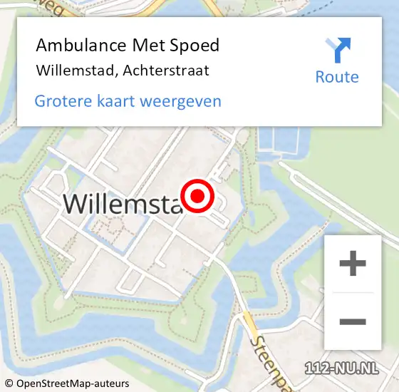 Locatie op kaart van de 112 melding: Ambulance Met Spoed Naar Willemstad, Achterstraat op 28 januari 2019 14:16