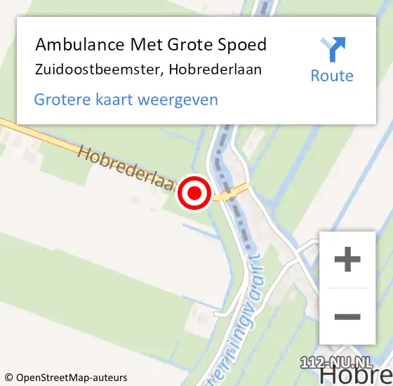 Locatie op kaart van de 112 melding: Ambulance Met Grote Spoed Naar Zuidoostbeemster, Hobrederlaan op 28 januari 2019 14:53