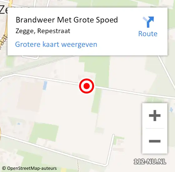 Locatie op kaart van de 112 melding: Brandweer Met Grote Spoed Naar Zegge, Repestraat op 28 januari 2019 15:31