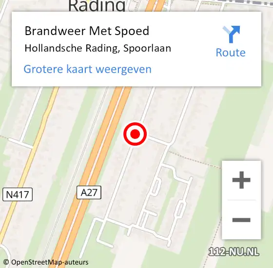 Locatie op kaart van de 112 melding: Brandweer Met Spoed Naar Hollandsche Rading, Spoorlaan op 28 januari 2019 16:42