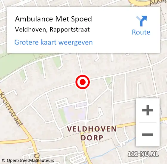 Locatie op kaart van de 112 melding: Ambulance Met Spoed Naar Veldhoven, Rapportstraat op 28 januari 2019 17:49