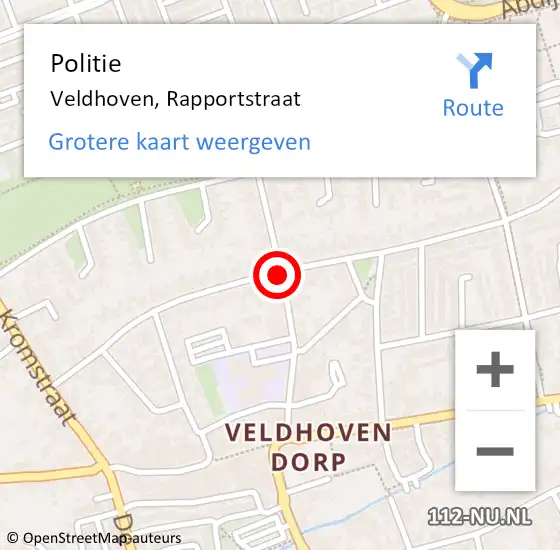 Locatie op kaart van de 112 melding: Politie Veldhoven, Rapportstraat op 28 januari 2019 17:49