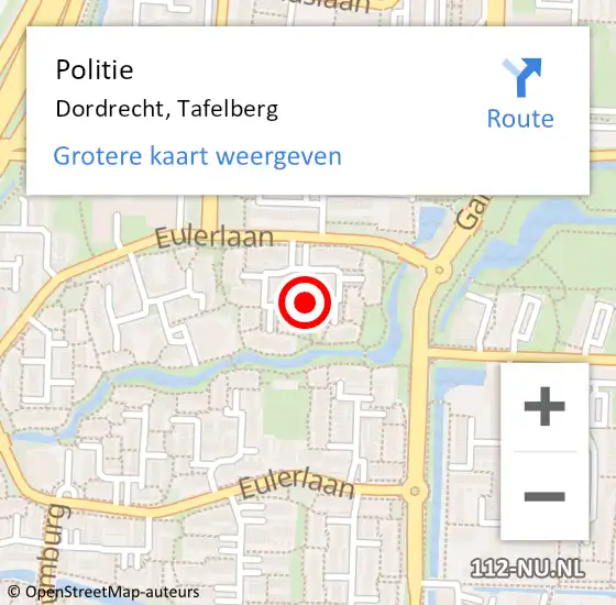 Locatie op kaart van de 112 melding: Politie Dordrecht, Tafelberg op 28 januari 2019 18:30