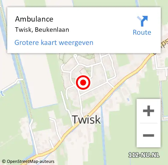 Locatie op kaart van de 112 melding: Ambulance Twisk, Beukenlaan op 28 januari 2019 18:32