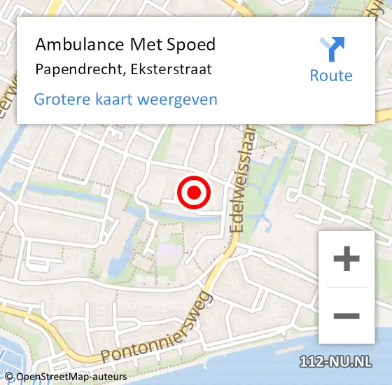 Locatie op kaart van de 112 melding: Ambulance Met Spoed Naar Papendrecht, Eksterstraat op 28 januari 2019 21:27