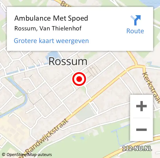 Locatie op kaart van de 112 melding: Ambulance Met Spoed Naar Rossum, Van Thielenhof op 28 januari 2019 21:37