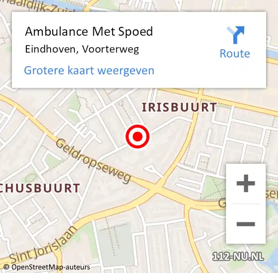 Locatie op kaart van de 112 melding: Ambulance Met Spoed Naar Eindhoven, Voorterweg op 28 januari 2019 21:55