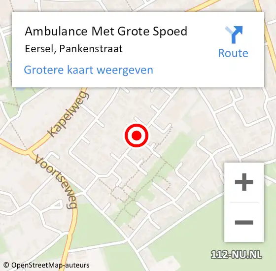 Locatie op kaart van de 112 melding: Ambulance Met Grote Spoed Naar Eersel, Pankenstraat op 28 januari 2019 23:12