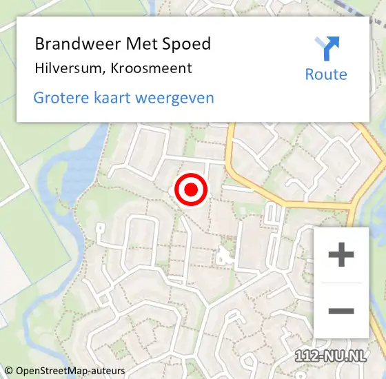 Locatie op kaart van de 112 melding: Brandweer Met Spoed Naar Hilversum, Kroosmeent op 29 januari 2019 00:43