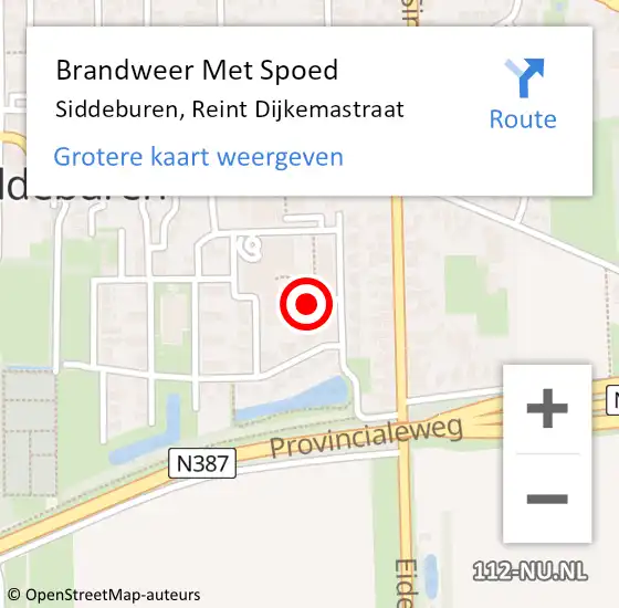 Locatie op kaart van de 112 melding: Brandweer Met Spoed Naar Siddeburen, Reint Dijkemastraat op 29 januari 2019 03:47